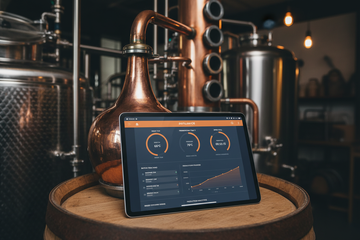 show an ipad using some software to help with distilling 